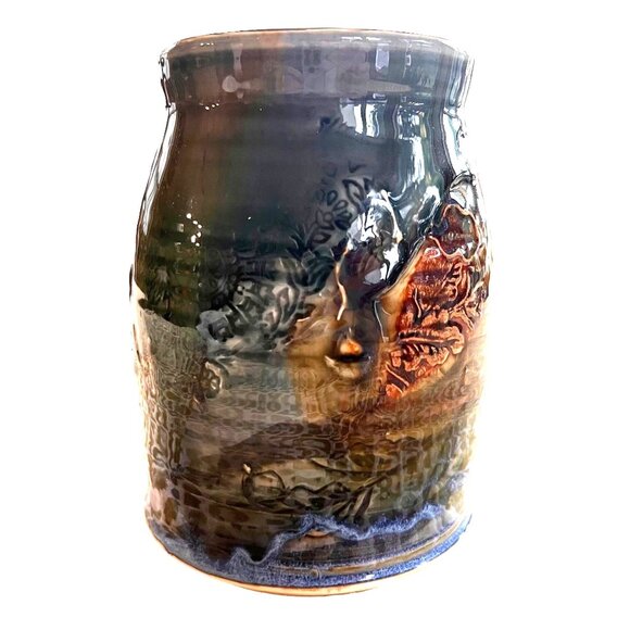 Laurey-Faye Long Artist Handmade Glazed Pot Nature North Carolina Appalachians - Picture 1 of 12